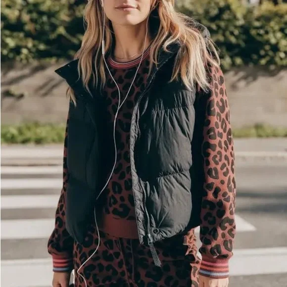 MARINE LAYER Anytime Leopard Striped Collar Pullover Sweatshirt - Picture 2 of 7